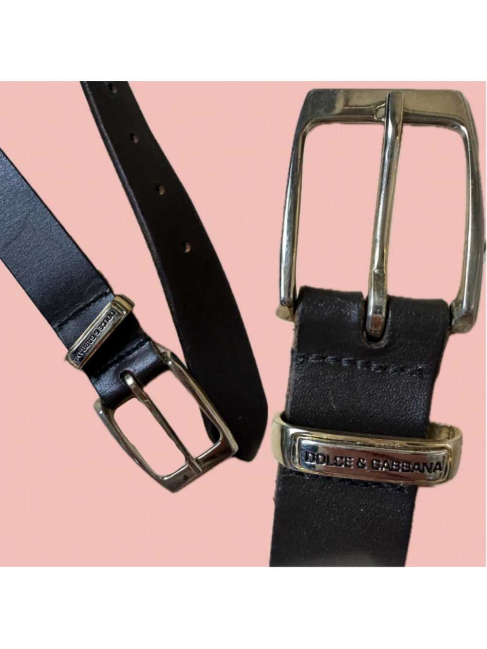 Dolce & Gabbana Genuine Leather Belt – Black Silver Buckle